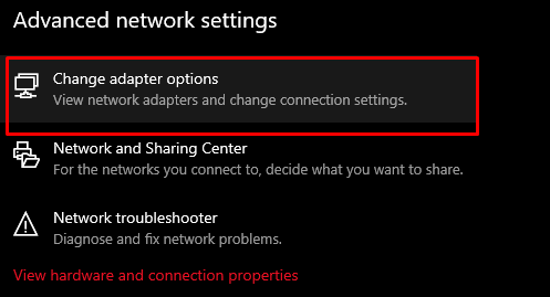 How to change adapter settings in Windows